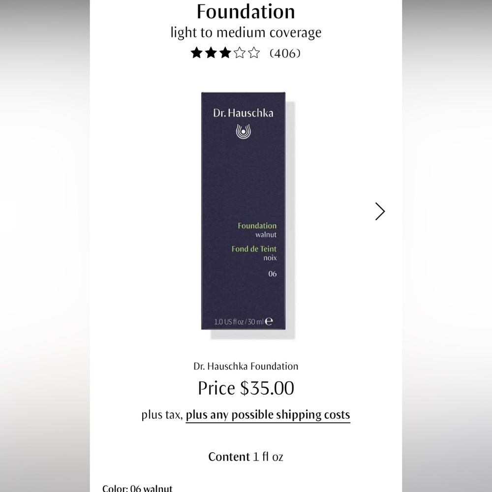Dr. Hauschka foundation in walnut. New in box‎ . Retail 35